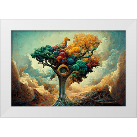 A048 Tree Of Life White Modern Wood Framed Art Print by Heere, Ray