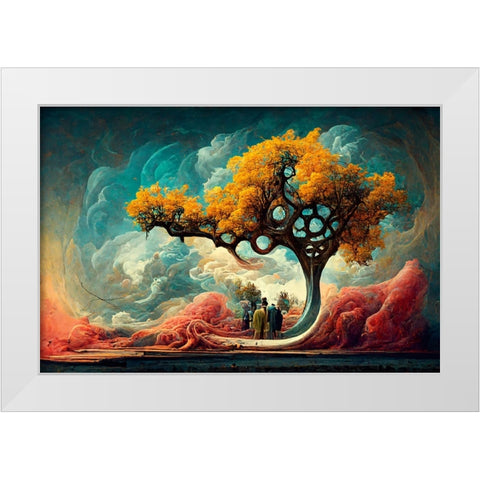 A052 Tree Of Life White Modern Wood Framed Art Print by Heere, Ray