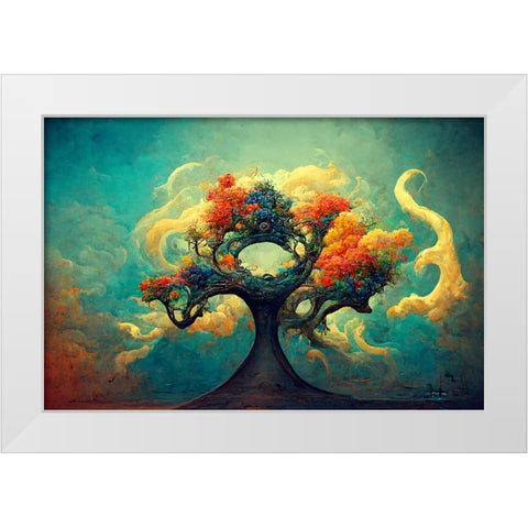 A054 Tree Of Life White Modern Wood Framed Art Print by Heere, Ray