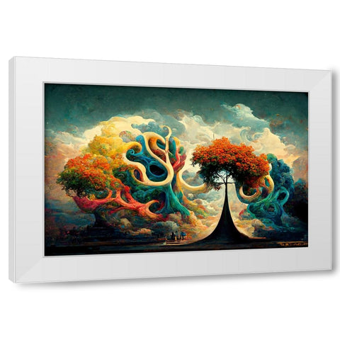 A056 Tree Of Life White Modern Wood Framed Art Print by Heere, Ray