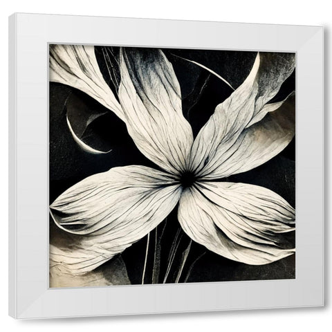 B036 Flowers Black White White Modern Wood Framed Art Print by Heere, Ray