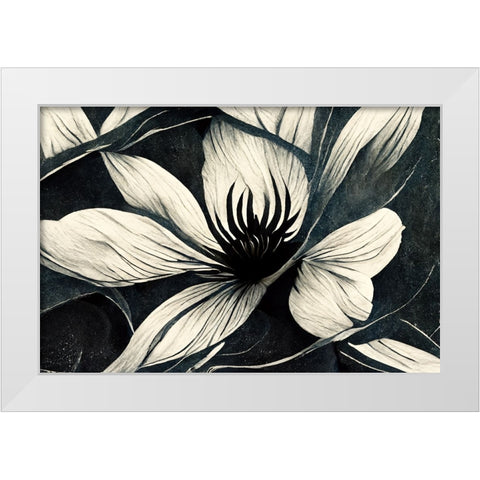 B038 Flowers Black White White Modern Wood Framed Art Print by Heere, Ray