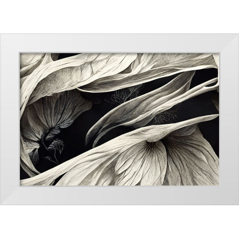 B039 Flowers Black White White Modern Wood Framed Art Print by Heere, Ray