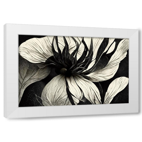 B040 Flowers Black White White Modern Wood Framed Art Print by Heere, Ray