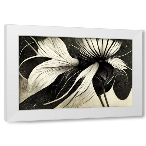 B041 Flowers Black White White Modern Wood Framed Art Print by Heere, Ray