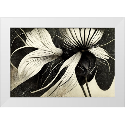 B041 Flowers Black White White Modern Wood Framed Art Print by Heere, Ray