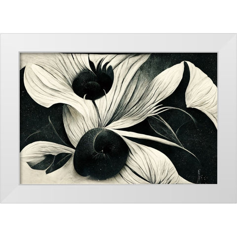 B042 Flowers Black White White Modern Wood Framed Art Print by Heere, Ray