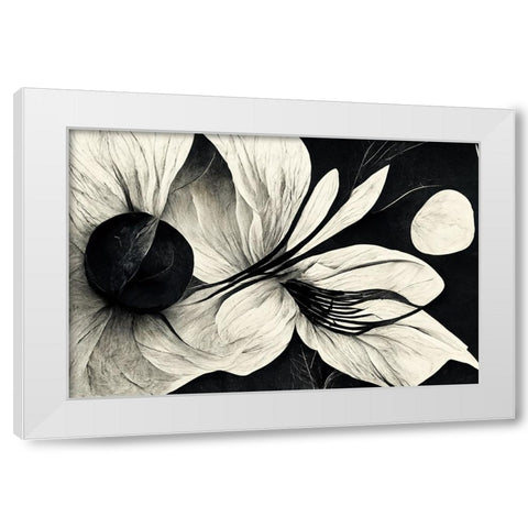 B043 Flowers Black White White Modern Wood Framed Art Print by Heere, Ray