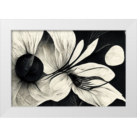 B043 Flowers Black White White Modern Wood Framed Art Print by Heere, Ray