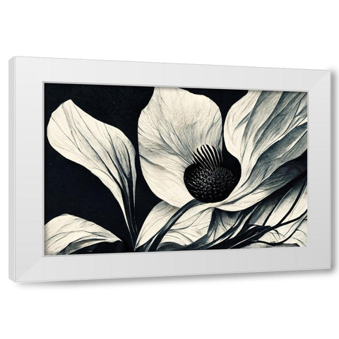 B045 Flowers Black White White Modern Wood Framed Art Print by Heere, Ray
