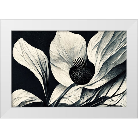 B045 Flowers Black White White Modern Wood Framed Art Print by Heere, Ray