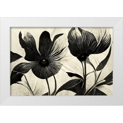 B046 Flowers Black White White Modern Wood Framed Art Print by Heere, Ray