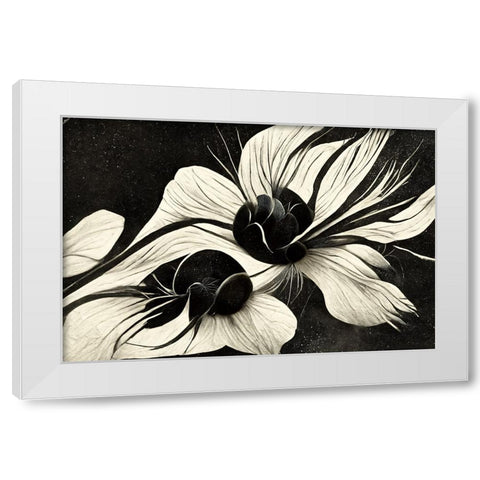 B047 Flowers Black White White Modern Wood Framed Art Print by Heere, Ray