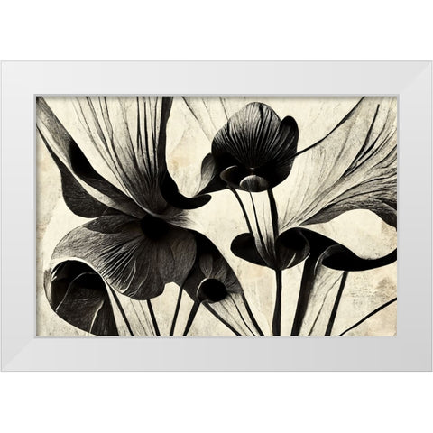 B048 Flowers Black White White Modern Wood Framed Art Print by Heere, Ray