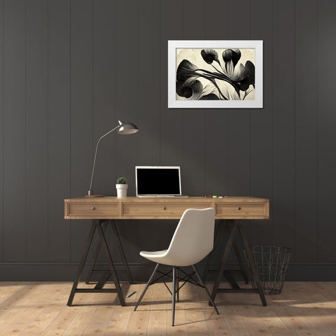 B049 Flowers Black White White Modern Wood Framed Art Print by Heere, Ray