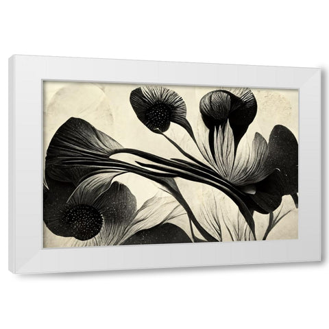B049 Flowers Black White White Modern Wood Framed Art Print by Heere, Ray