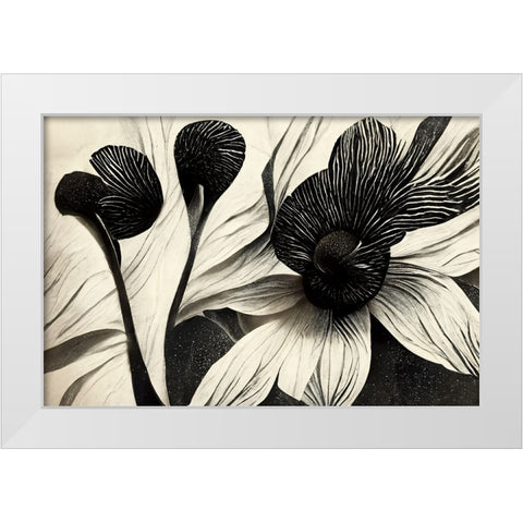 B051 Flowers Black White White Modern Wood Framed Art Print by Heere, Ray
