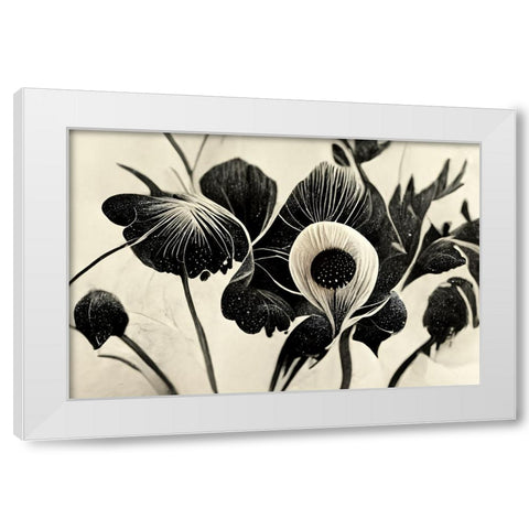 B052 Flowers Black White White Modern Wood Framed Art Print by Heere, Ray