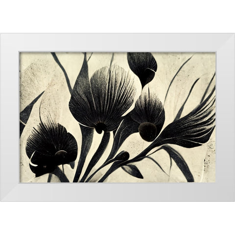 B054 Flowers Black White White Modern Wood Framed Art Print by Heere, Ray
