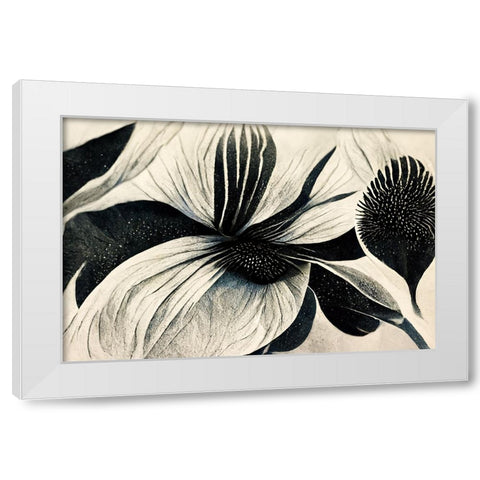 B055 Flowers Black White White Modern Wood Framed Art Print by Heere, Ray