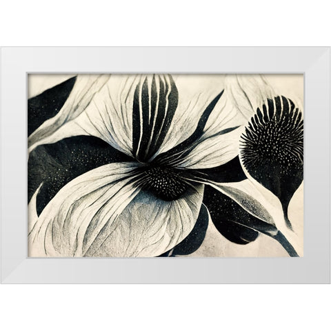 B055 Flowers Black White White Modern Wood Framed Art Print by Heere, Ray