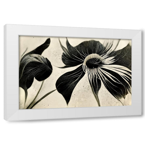 B057 Flowers Black White White Modern Wood Framed Art Print by Heere, Ray