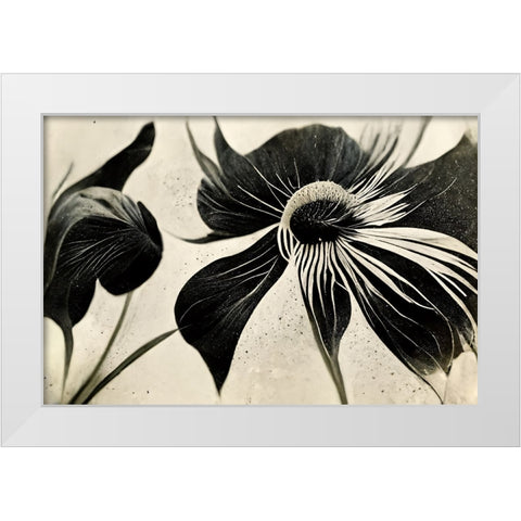 B057 Flowers Black White White Modern Wood Framed Art Print by Heere, Ray