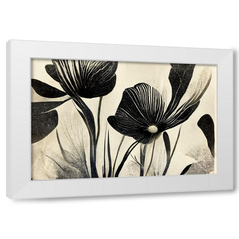 B058 Flowers Black White White Modern Wood Framed Art Print by Heere, Ray