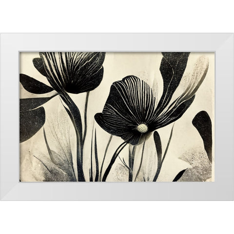 B058 Flowers Black White White Modern Wood Framed Art Print by Heere, Ray