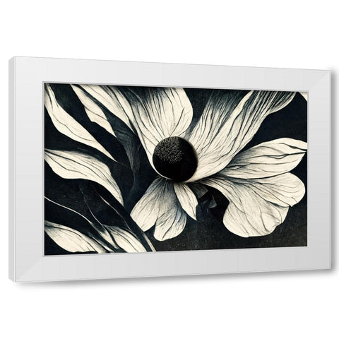 B060 Flowers Black White White Modern Wood Framed Art Print by Heere, Ray