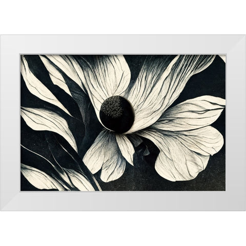 B060 Flowers Black White White Modern Wood Framed Art Print by Heere, Ray
