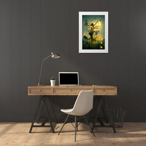 G002 Flower Dance White Modern Wood Framed Art Print by Heere, Ray