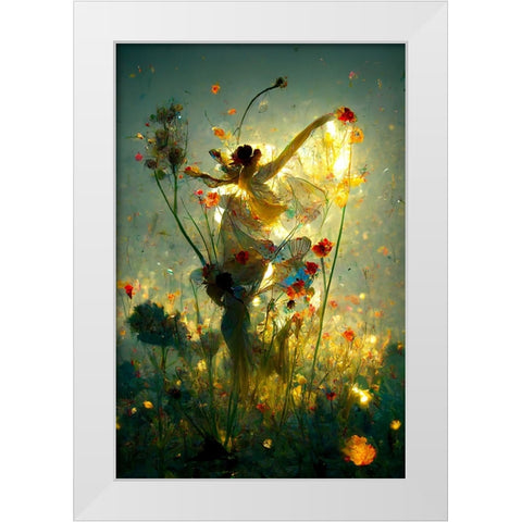 G002 Flower Dance White Modern Wood Framed Art Print by Heere, Ray