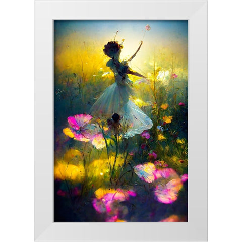 G003 Flower Dance White Modern Wood Framed Art Print by Heere, Ray