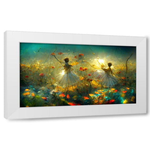G005 Flower Dance White Modern Wood Framed Art Print by Heere, Ray