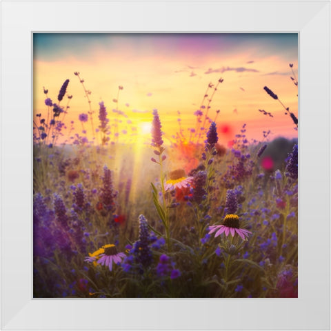 H003 Flowering Fields White Modern Wood Framed Art Print by Heere, Ray
