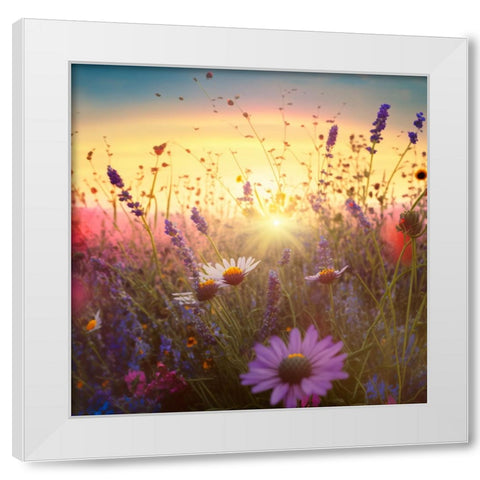 H007 Flowering Fields White Modern Wood Framed Art Print by Heere, Ray