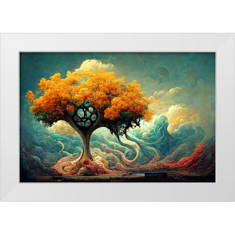 A061 Tree Of Life White Modern Wood Framed Art Print by Heere, Ray