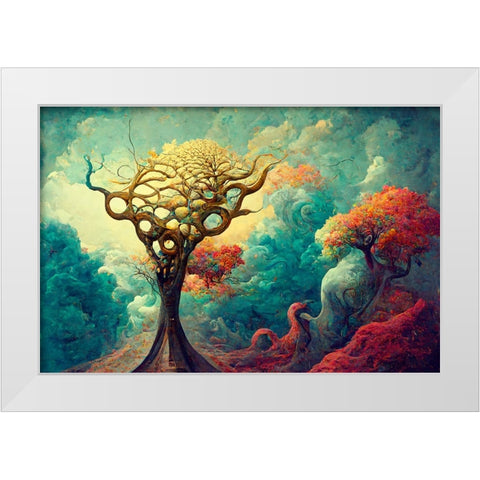 A067 Tree Of Life White Modern Wood Framed Art Print by Heere, Ray