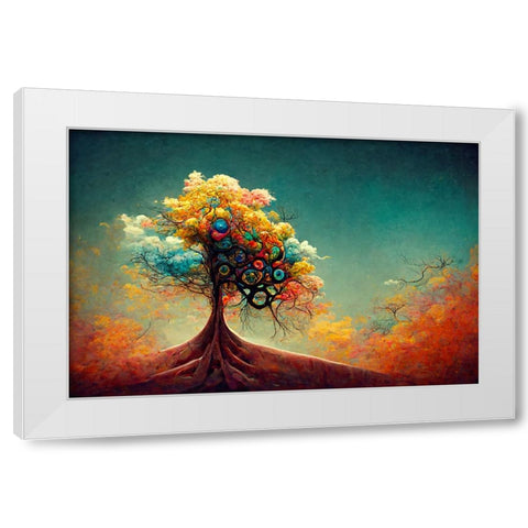 A070 Tree Of Life White Modern Wood Framed Art Print by Heere, Ray