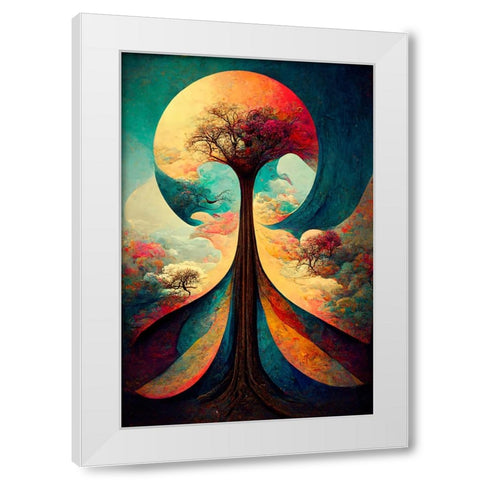 A077 Tree Of Life White Modern Wood Framed Art Print by Heere, Ray