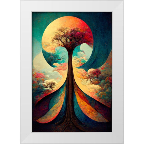A077 Tree Of Life White Modern Wood Framed Art Print by Heere, Ray