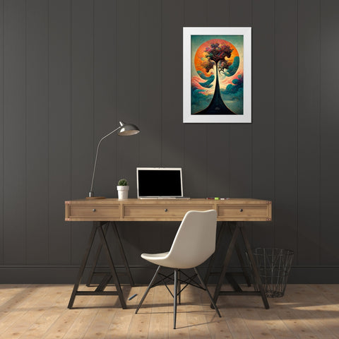 A081 Tree Of Life White Modern Wood Framed Art Print by Heere, Ray