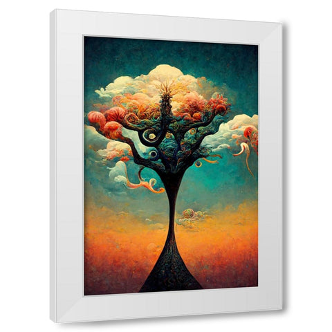 A089 Tree Of Life White Modern Wood Framed Art Print by Heere, Ray