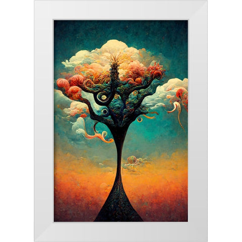 A089 Tree Of Life White Modern Wood Framed Art Print by Heere, Ray