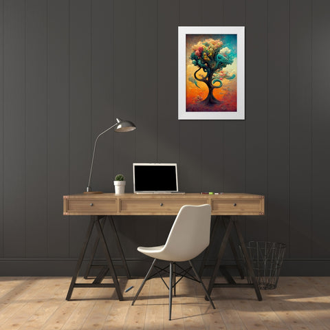 A091 Tree Of Life White Modern Wood Framed Art Print by Heere, Ray