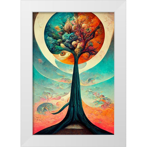 A098 Tree Of Life White Modern Wood Framed Art Print by Heere, Ray