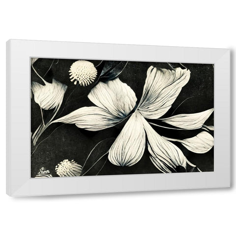 B061 Flowers Black White White Modern Wood Framed Art Print by Heere, Ray