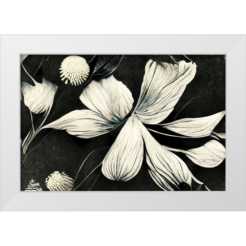 B061 Flowers Black White White Modern Wood Framed Art Print by Heere, Ray