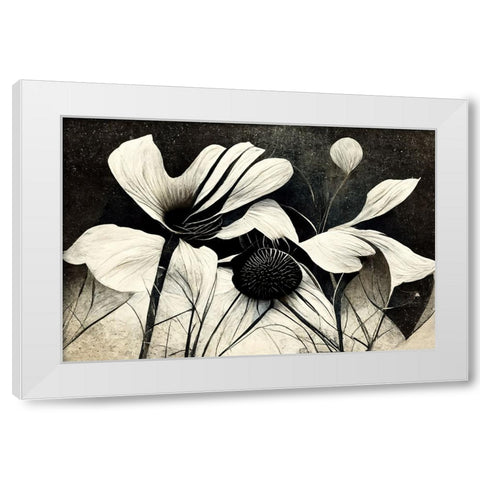 B063 Flowers Black White White Modern Wood Framed Art Print by Heere, Ray